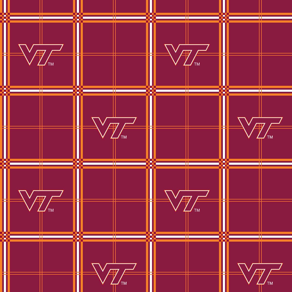 Sykel Enterprises-Virginia Tech Flannel Fabric-Virginia Tech Hokies Plaid Cotton Flannel Fabric