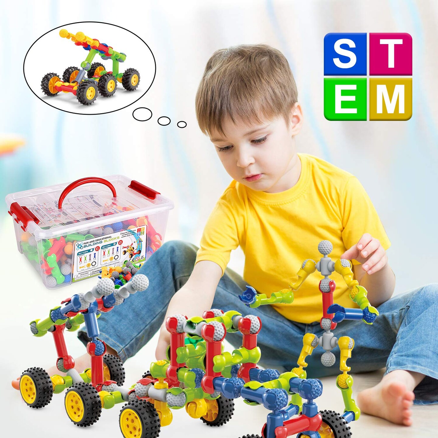 125 Pieces Educational Construction Engineering Building Blocks Kit for Ages 3 4 5 6 7 8 9 10 Year Old Boys and Girls,Best Gift for Kids Creative Games & Fun Activity