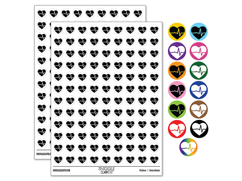 EKG Pulse Heart Beat 200+ 0.50&#x22; Round Stickers