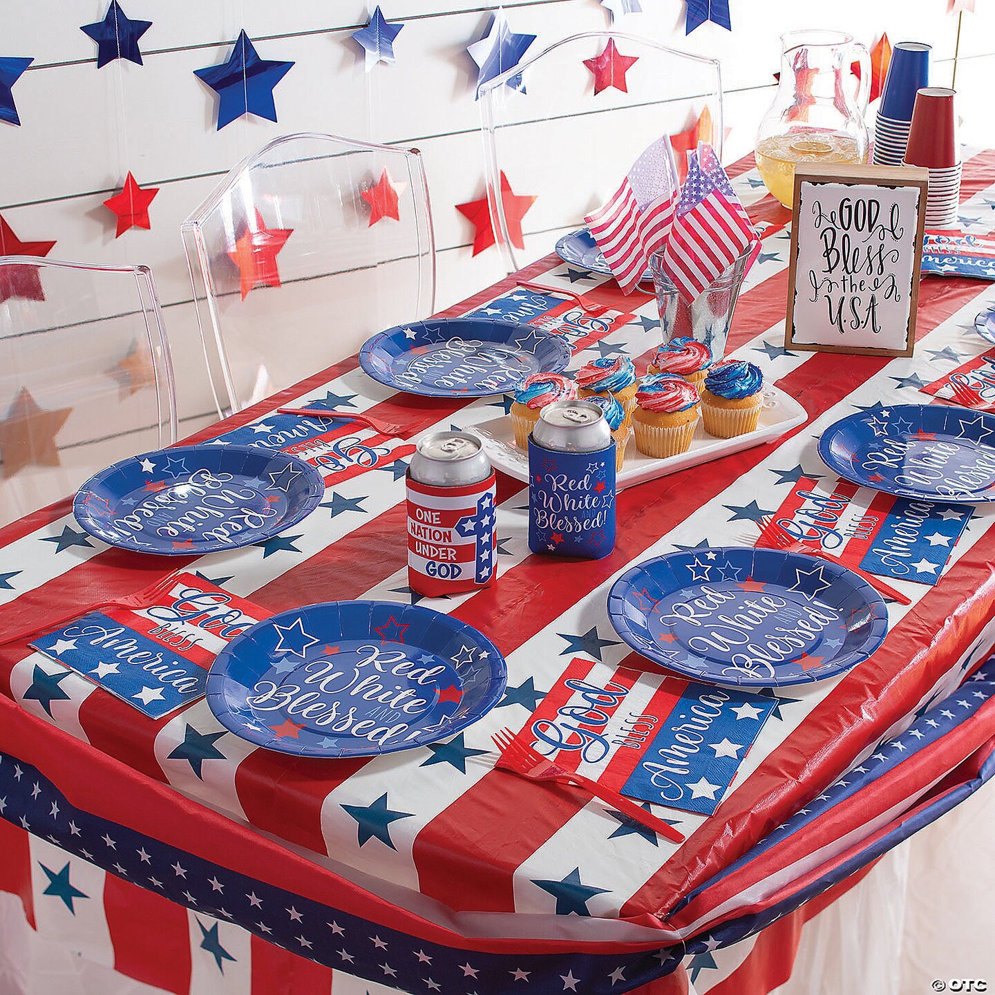 40&#x22; x 100 ft. Patriotic Red, White &#x26; Blue Disposable Plastic Tablecloth Roll