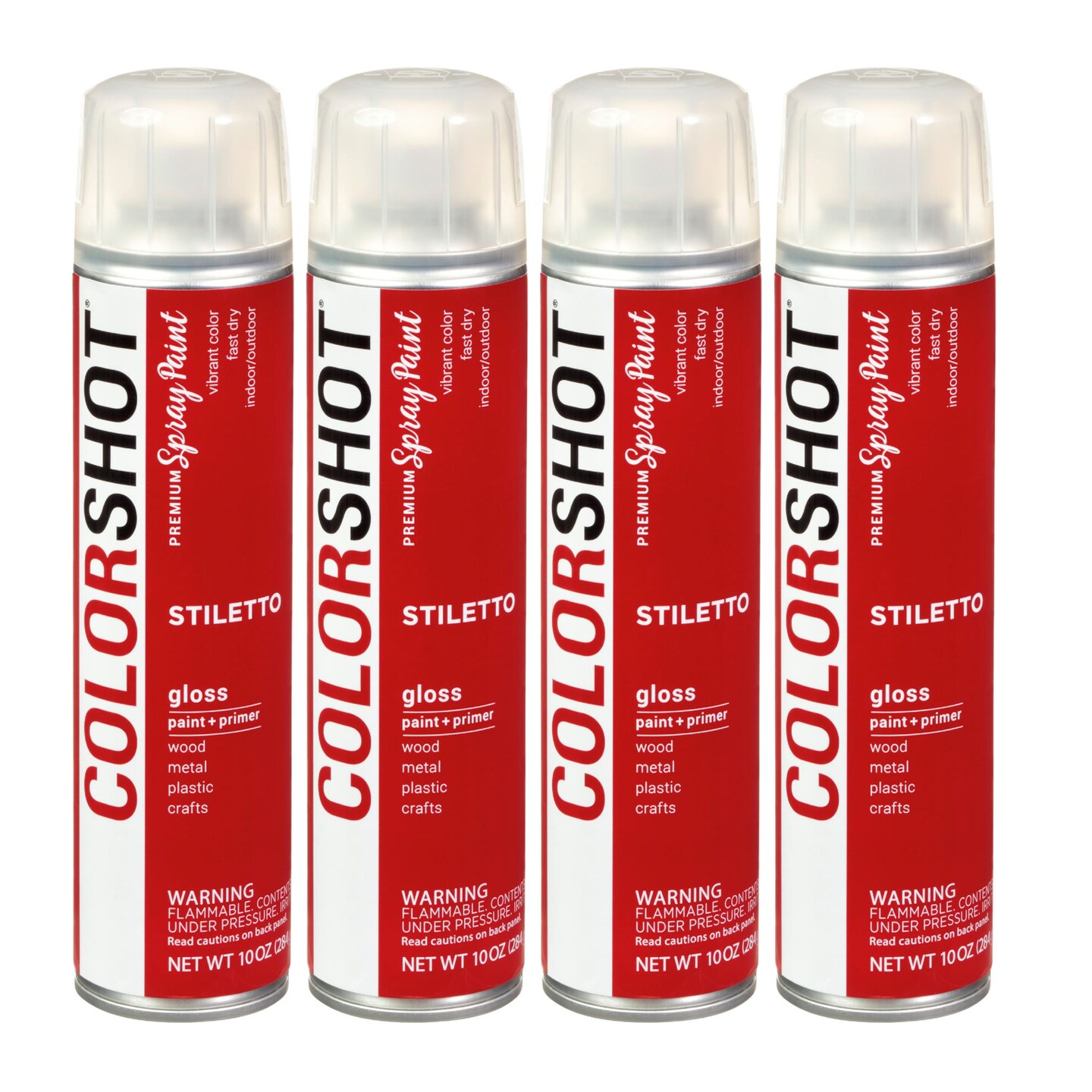 COLORSHOT Gloss Spray Paint Stiletto (Red) 10 oz. 4 Pack