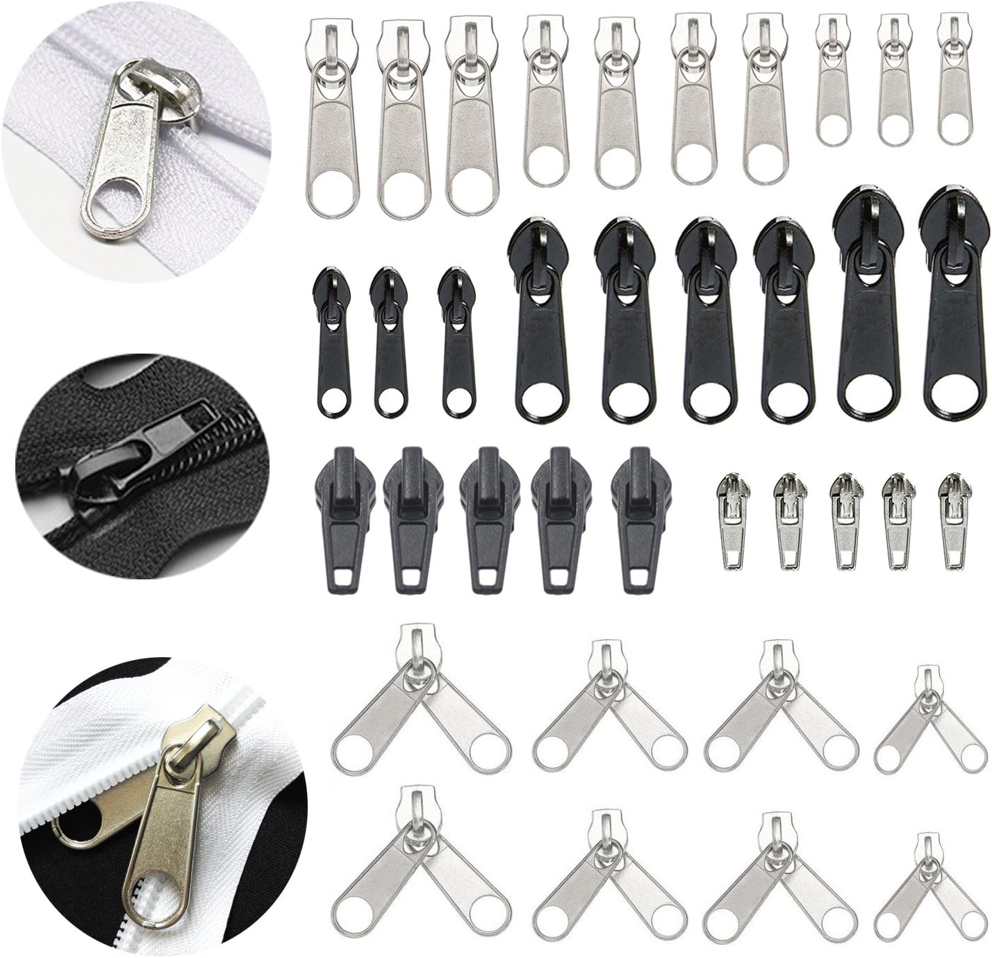 143 PCS Zipper Repair Kit Zipper Replacement with Install Plier for Bags, Jackets, Tents, Backpacks, Sleeping Bag