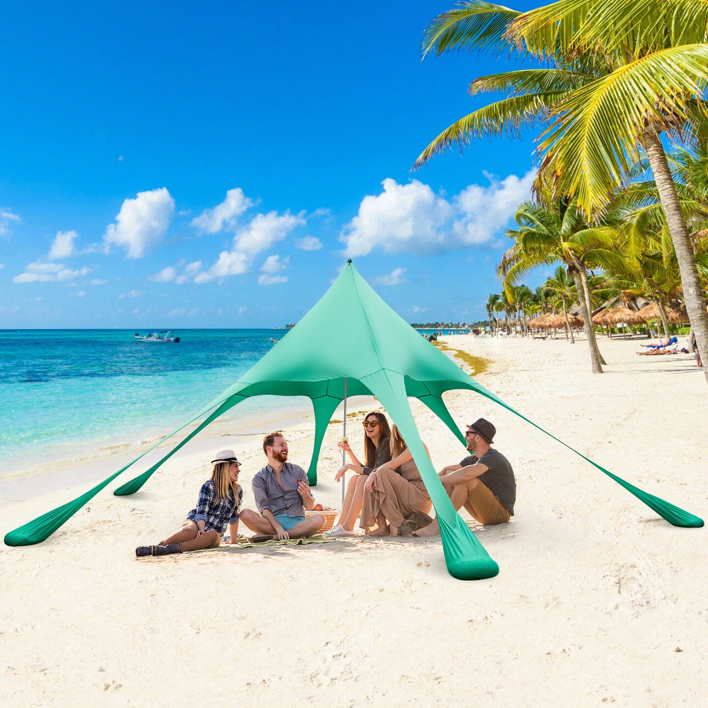 Beach Canopy Tent with UPF50+ Sun Protection and Shovel