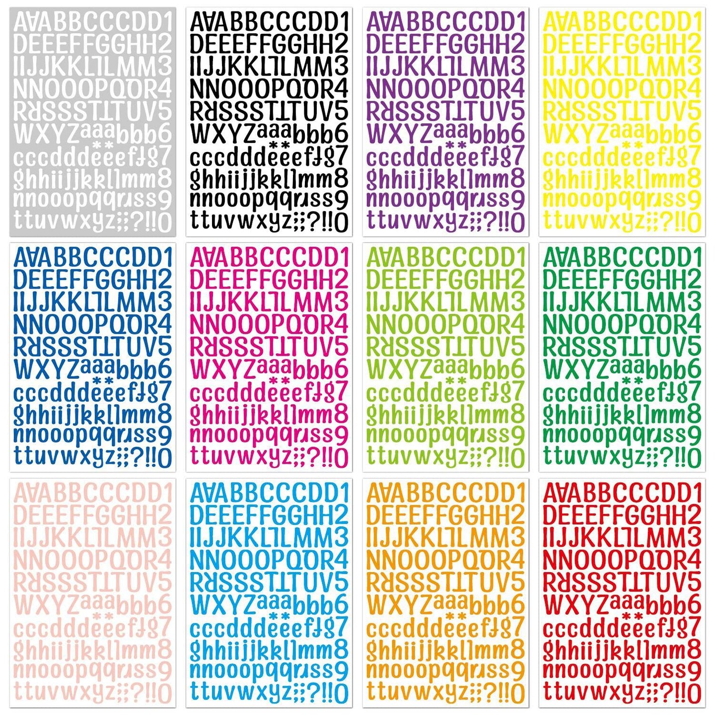 1512 PCS Alphabet Stickers 12 Sheets Alphabet Stickers Vinyl Self-Adhesive Number Alphabet Vinyl Stickers, Mailbox Numbers Labels DIY Crafts Art Making, Decals for Sign,Notebook, Classroom Decor, Door