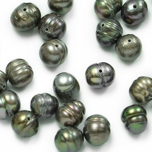 6 Packs of Freshwater Pearl Beads - Gray - 6-7mm - 8&#x22; Strand
