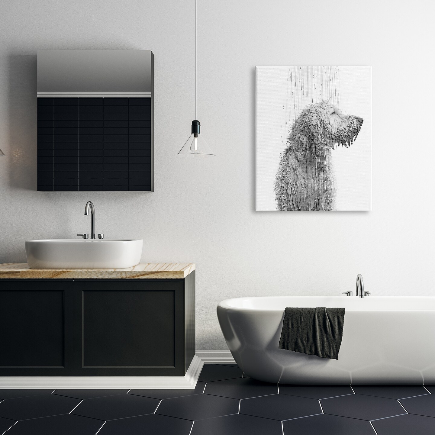 Stupell Industries Dog Bathroom Splash Canvas Wall Art