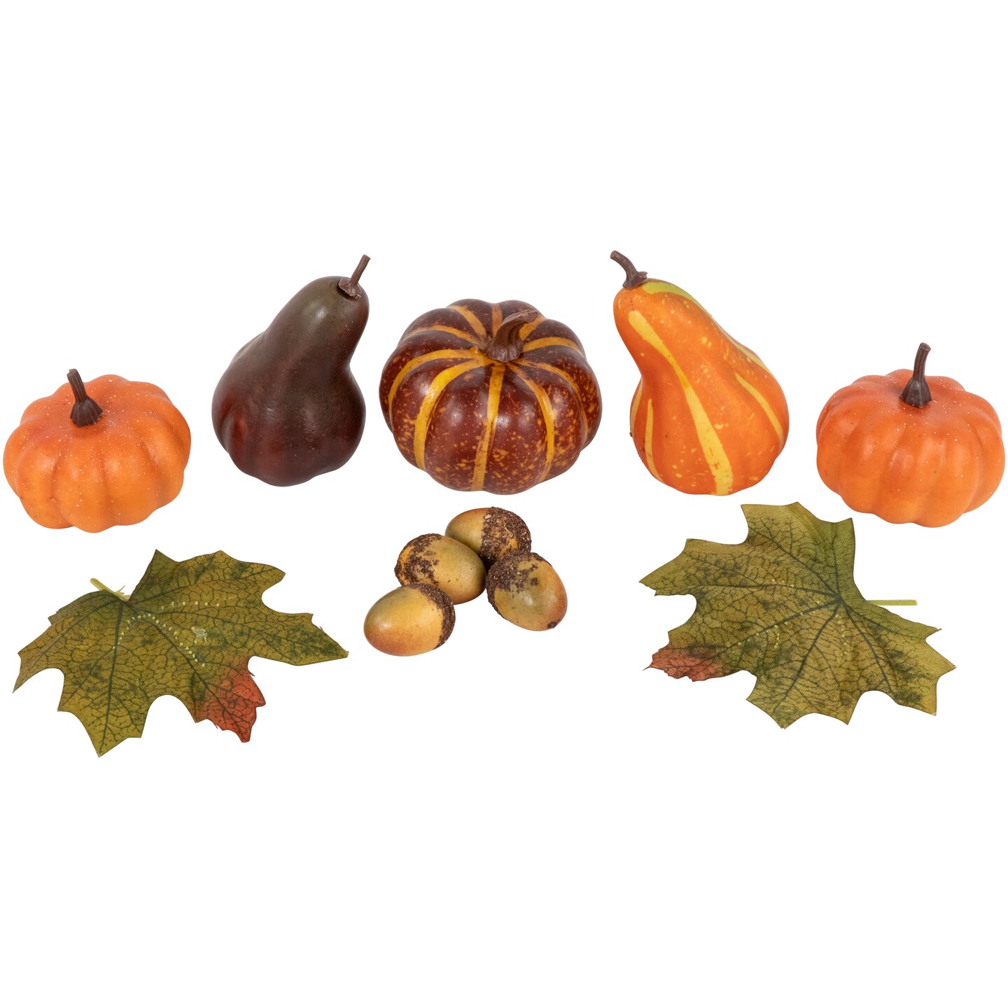 Northlight Fall Harvest Artificial Pumpkin, Gourd, Acorn and Leaf Decoration Set - 11-Piece