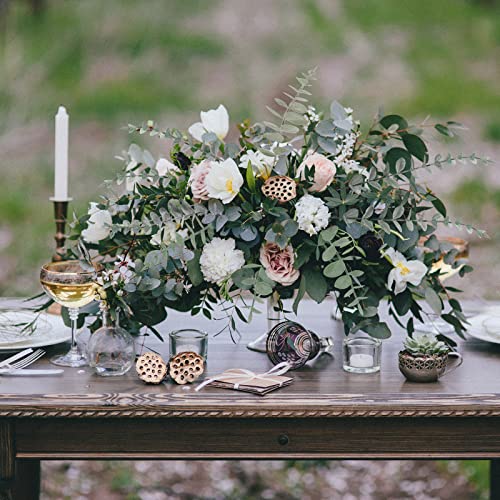 CEWOR 80pcs Artificial Eucalyptus Stems Fake Eucalyptus Leaves Stems Real Touch Leaf Branches for Flower Bouquet Wedding Halloween Centerpiece Autumn Home Office Decor