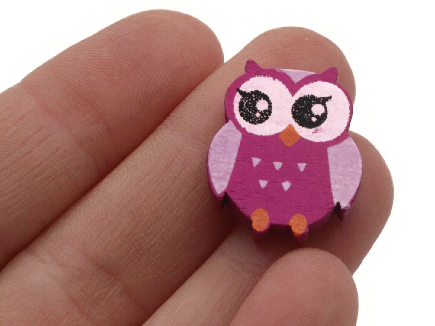 12 22mm Purple with Light Purple Wooden Owl Beads