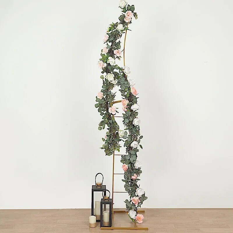 GOLD 8 ft Curved Metal Floral Display Frame Wedding Arch BACKDROP