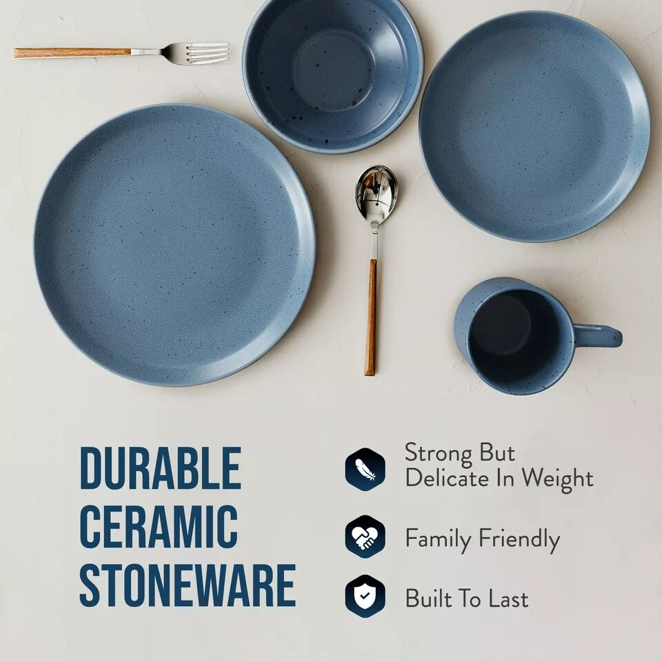 American Atelier Reactive 4-Piece Stoneware Place Setting Dishwasher Safe - Blue