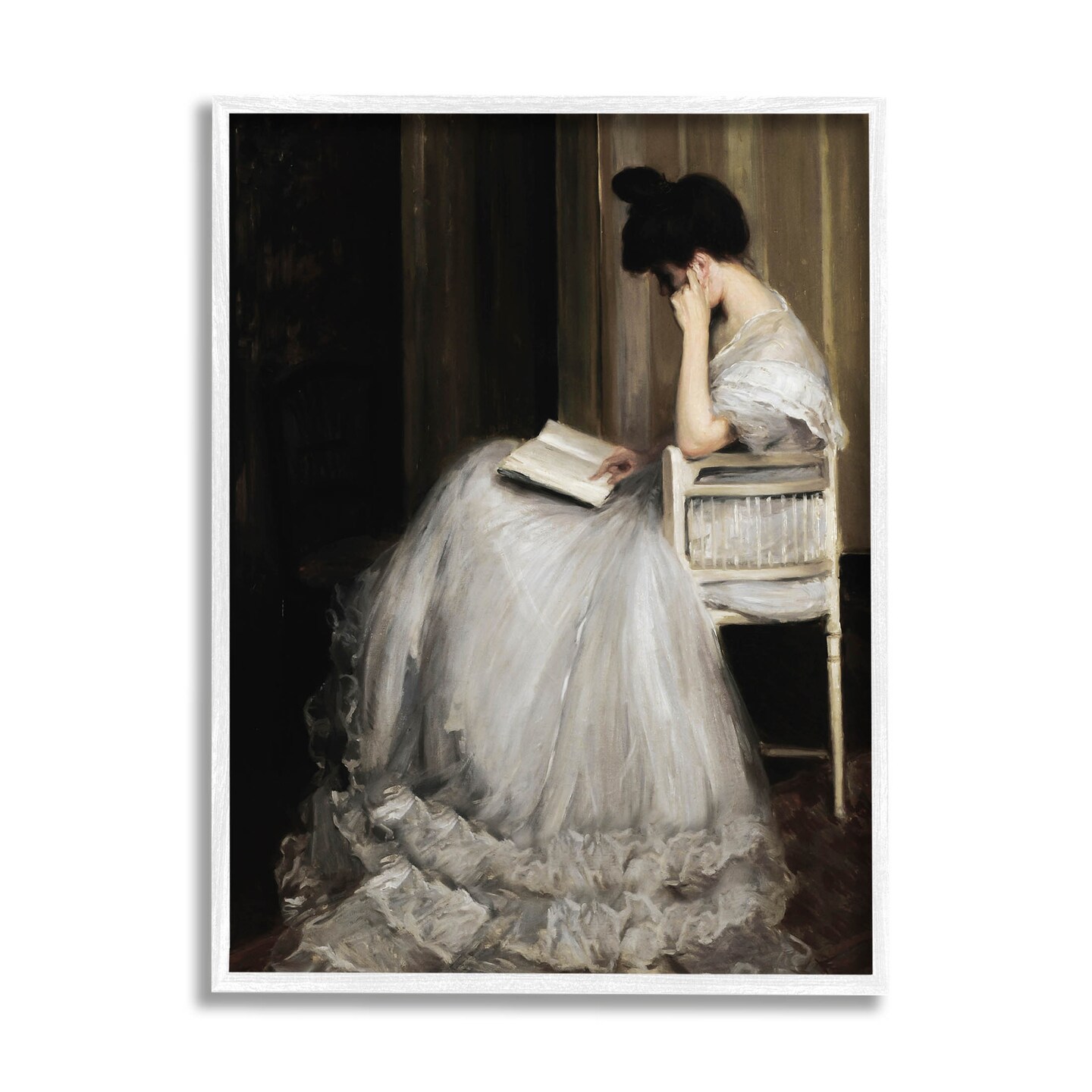 Stupell Industries Woman in Gown Reading Portrait Framed Giclee Art