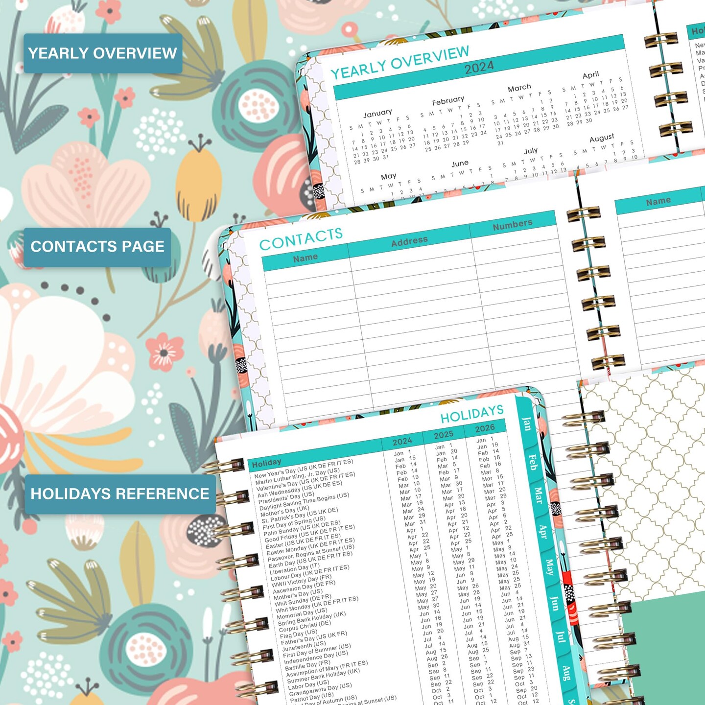 2024 Planner Weekly and Monthly, Jan. 2024 - Dec. 2024, 6.4&#x2018;&#x2019; x 8.3&#x27;&#x27; Calendar Planner with Inner Pocket