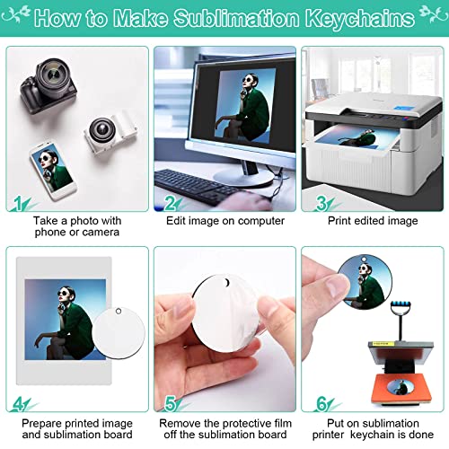 120 Pieces Sublimation Keychain Blanks Bulk, DIY MDF 4 Shape Sublimation Blank Keychain with Keyrings, unisex-adult Double-Sided Printed Heat Transfer Keychain, White