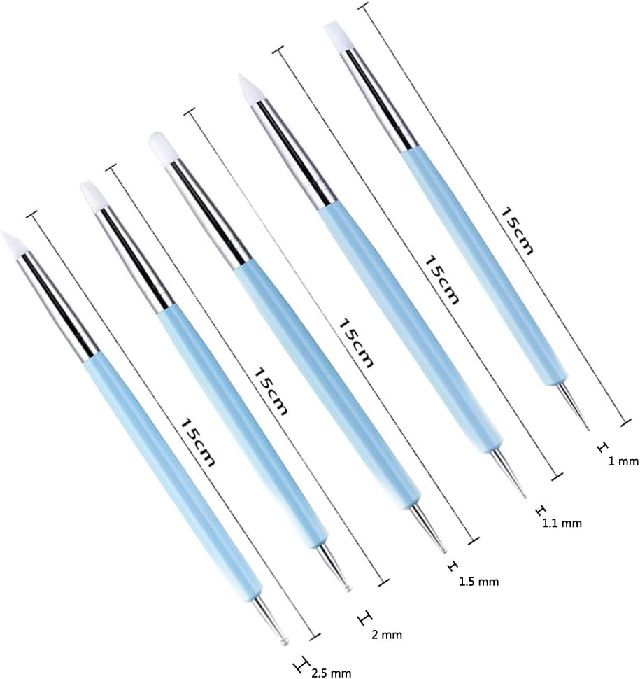 9 PCS Sculpting Tools,4PCS Double-Ended Metal Ceramic Clay Ball Stylus Dotting Tools and 5PCS 2 Way Silicone Polymer and Embossing Paper Flower Indentation Tool Set