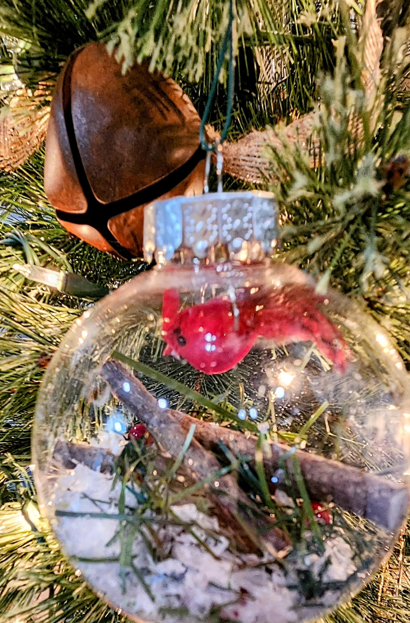 Red Cardinal in a Snowy Forest Handmade Ornament, Large Handmade
