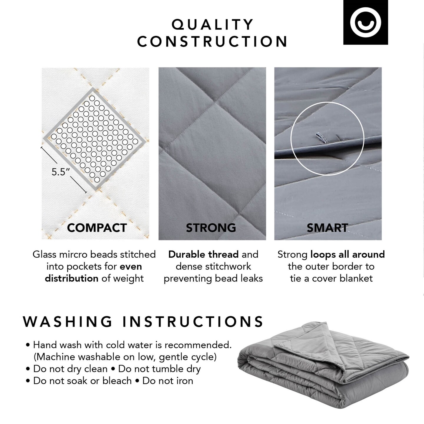 Ekon Weighted Blanket with Quilted Cover,48&#x22;x72&#x22;