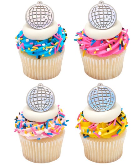 Disco Ball Cupcake Rings, 12ct