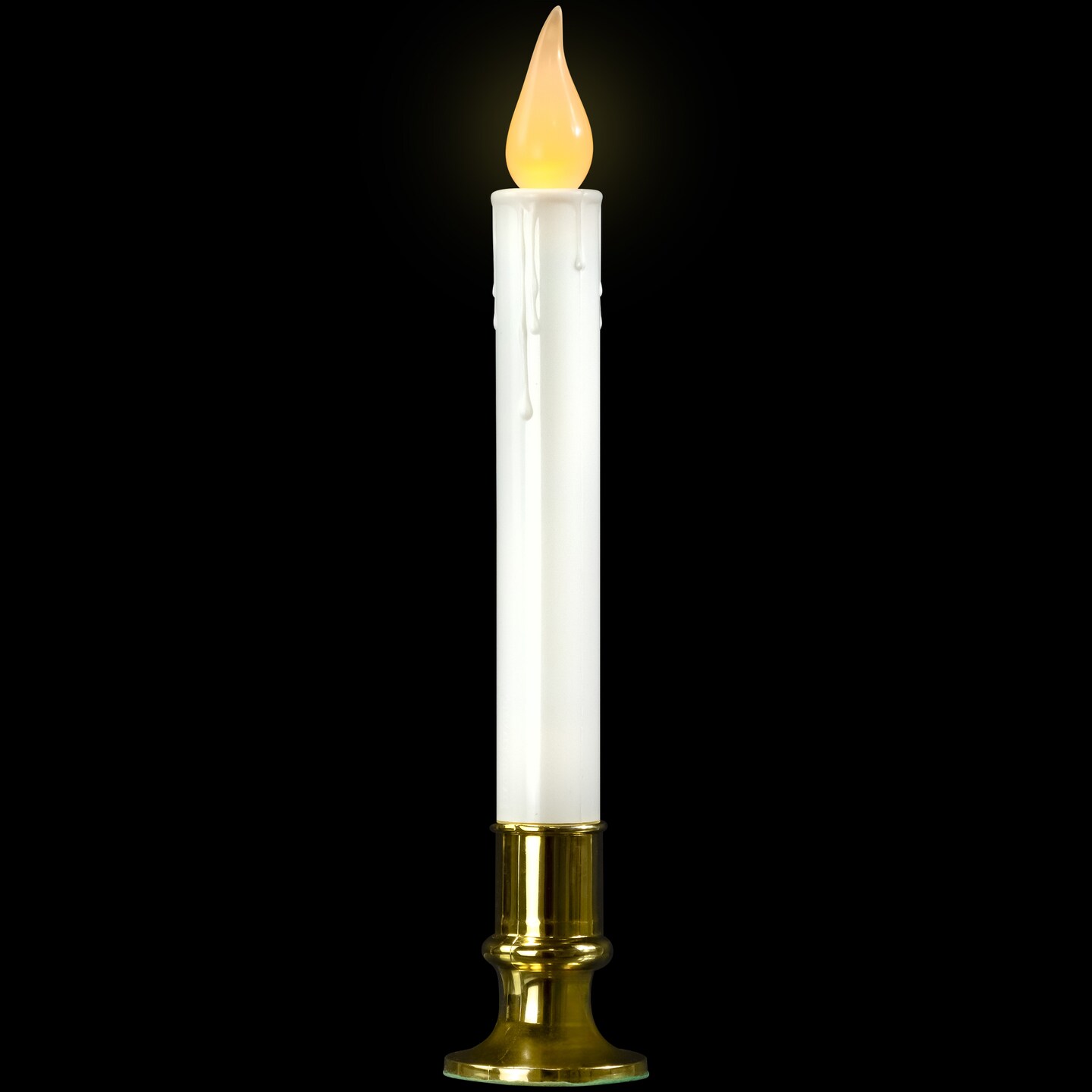 Northlight 9&#x22; White LED Flickering Christmas Candle Lamp with Brass Base