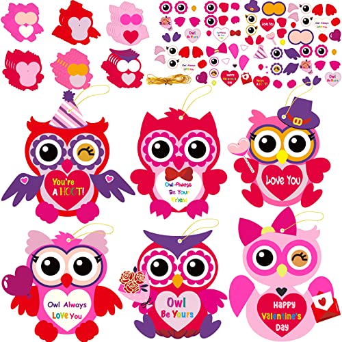  OSNIE 30 Pcs Owl Valentine's Day Make a Face Stickers Ornament  Craft Kits for Kids Make Your Own Sweets and Treats Valentine Cards Hanging  Decoration Party Classroom Game Activities Handcraft Supplies 