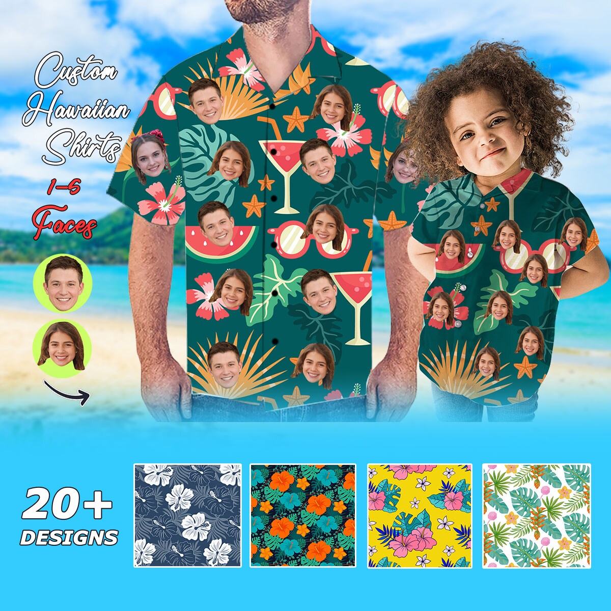 Custom Face Hawaiian Shirt - All Over Print Custom Hawaiian Shirt ...