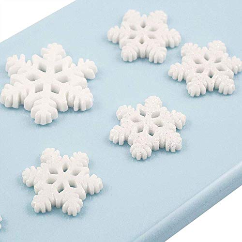 32 Pieces Christmas Snowflake Resin Glitter Charms Flatback Resin Embellishment Ornaments for Scrapbooking, DIY Crafts, Hair Clip, Xmas Decor