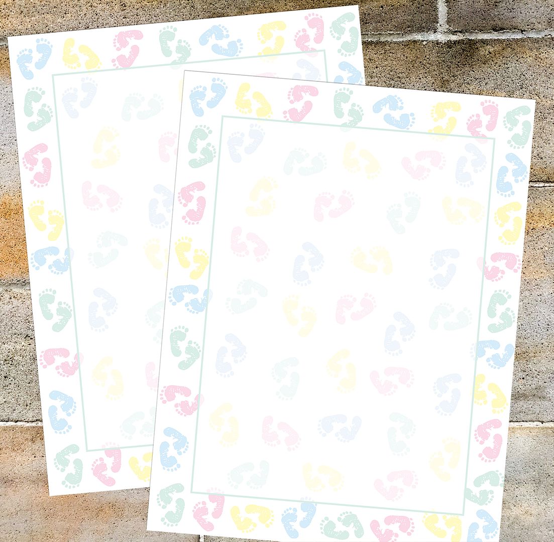 Great Papers! Baby Feet Stationery Letterhead, Invitations and Announcements, Printer Friendly, 8.5&#x22;x11&#x22;, 80 Pack