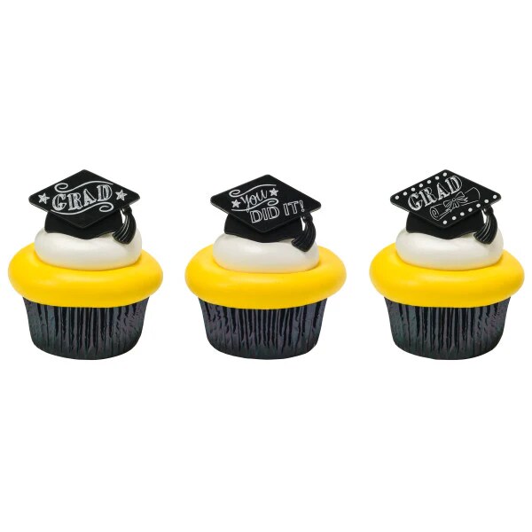 Graduation You Did it Grad Assortment Cupcake Cake Pics - set of 12