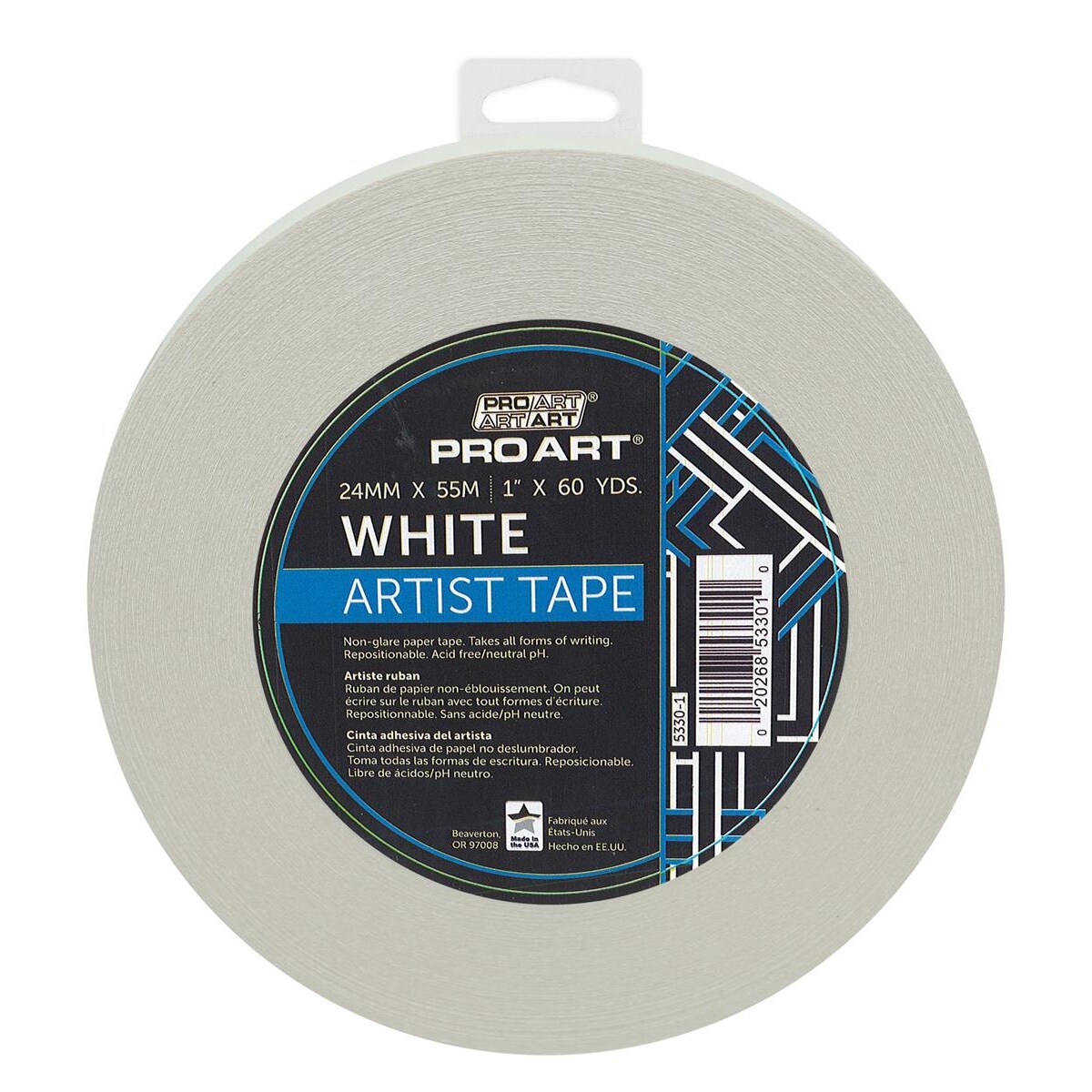 Pro Art White Artist Tape, 1 inch Wide by 60-yards, White Masking Tape Art Craft Tape, Decorative Paper Tape, Painters Tape, Scrapbooking Drafting, White tape
