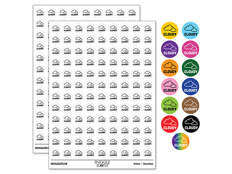 Cloudy Cloud Weather Day Planner 200+ 0.50&#x22; Round Stickers