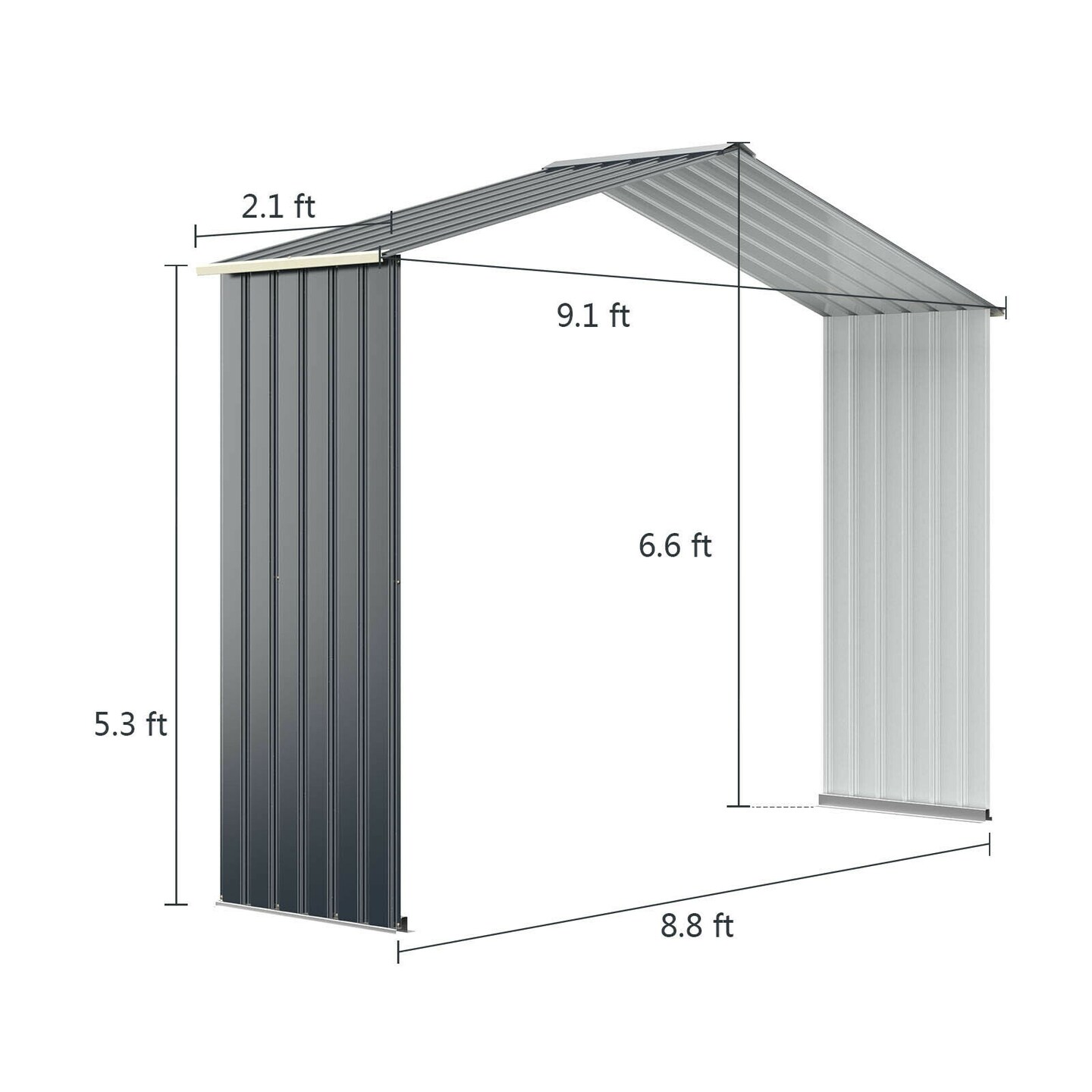 Outdoor Storage Shed Extension Kit-grey