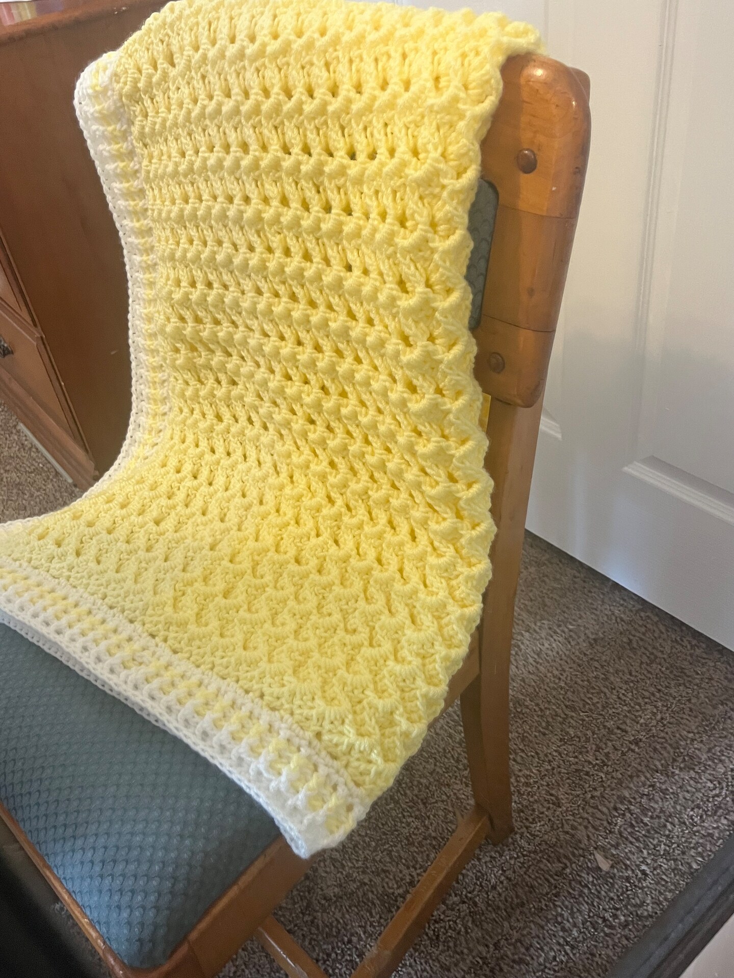 Handmade Crystal Waves Baby Blanket in Yellow MakerPlace by