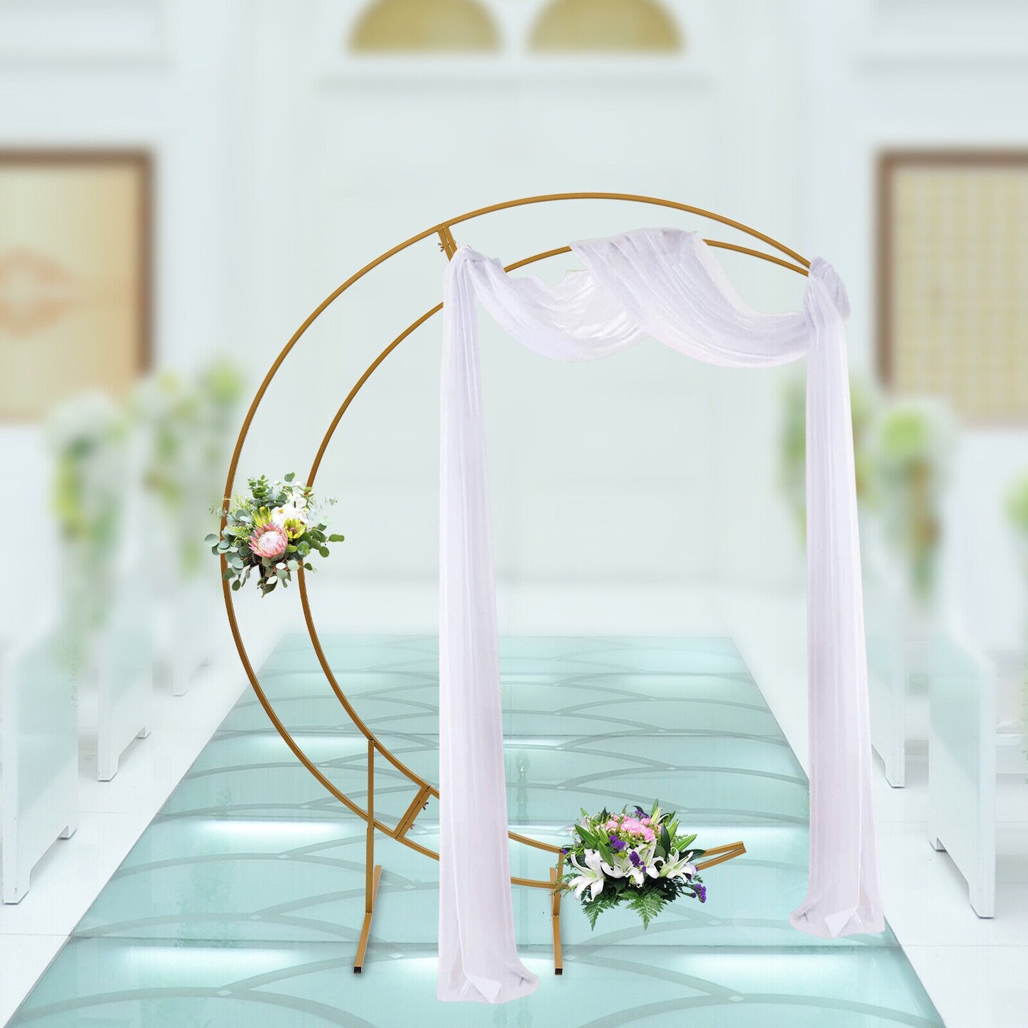 7ft Gold Metal Crescent Moon Wedding Arch Stand