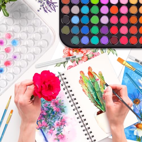 48 Colors Watercolors Painting Kit Washable Water Colors with 10 Paint Brushes, Brush Pen, Palette, Drawing Pad, Arts and Crafts Painting Supplies Art Set for Kids Adults Artist