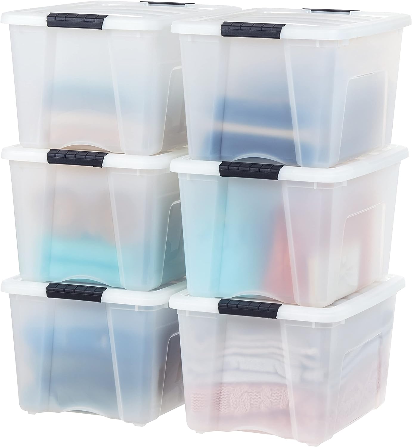 IRIS USA Plastic Storage Bins with Lids and Secure Latching Buckles