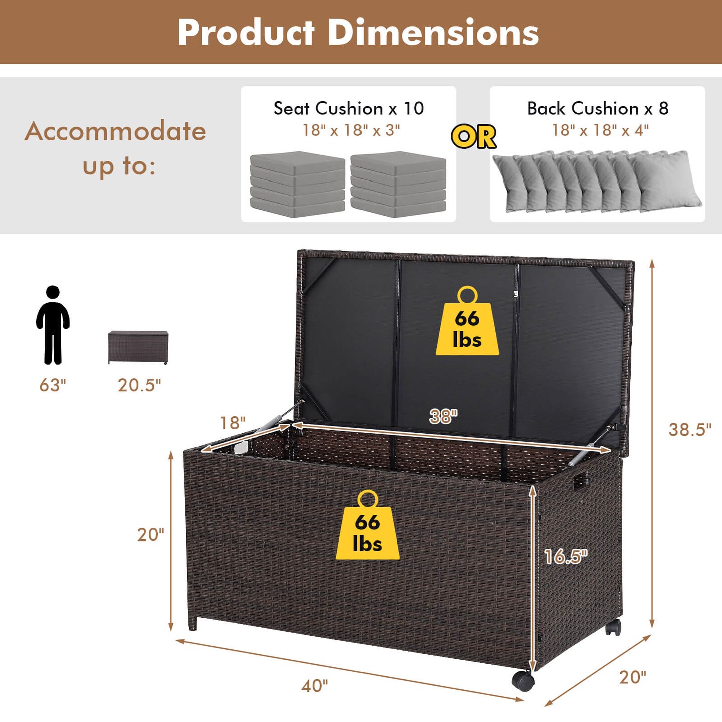 Outdoor Wicker Storage Box with Zippered Liner - 50 Gallon