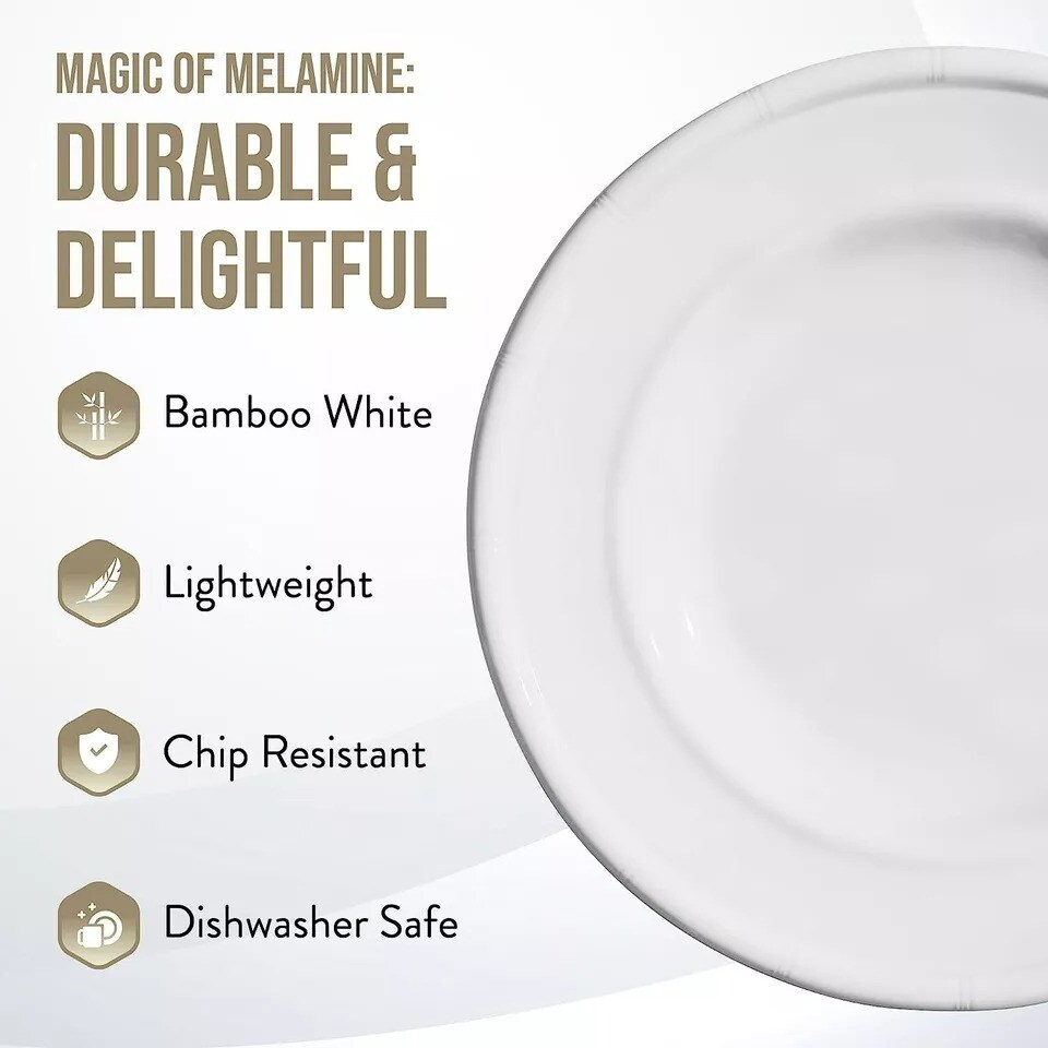 American Atelier White Melamine Salad Plates, 9-Inch Set of 4