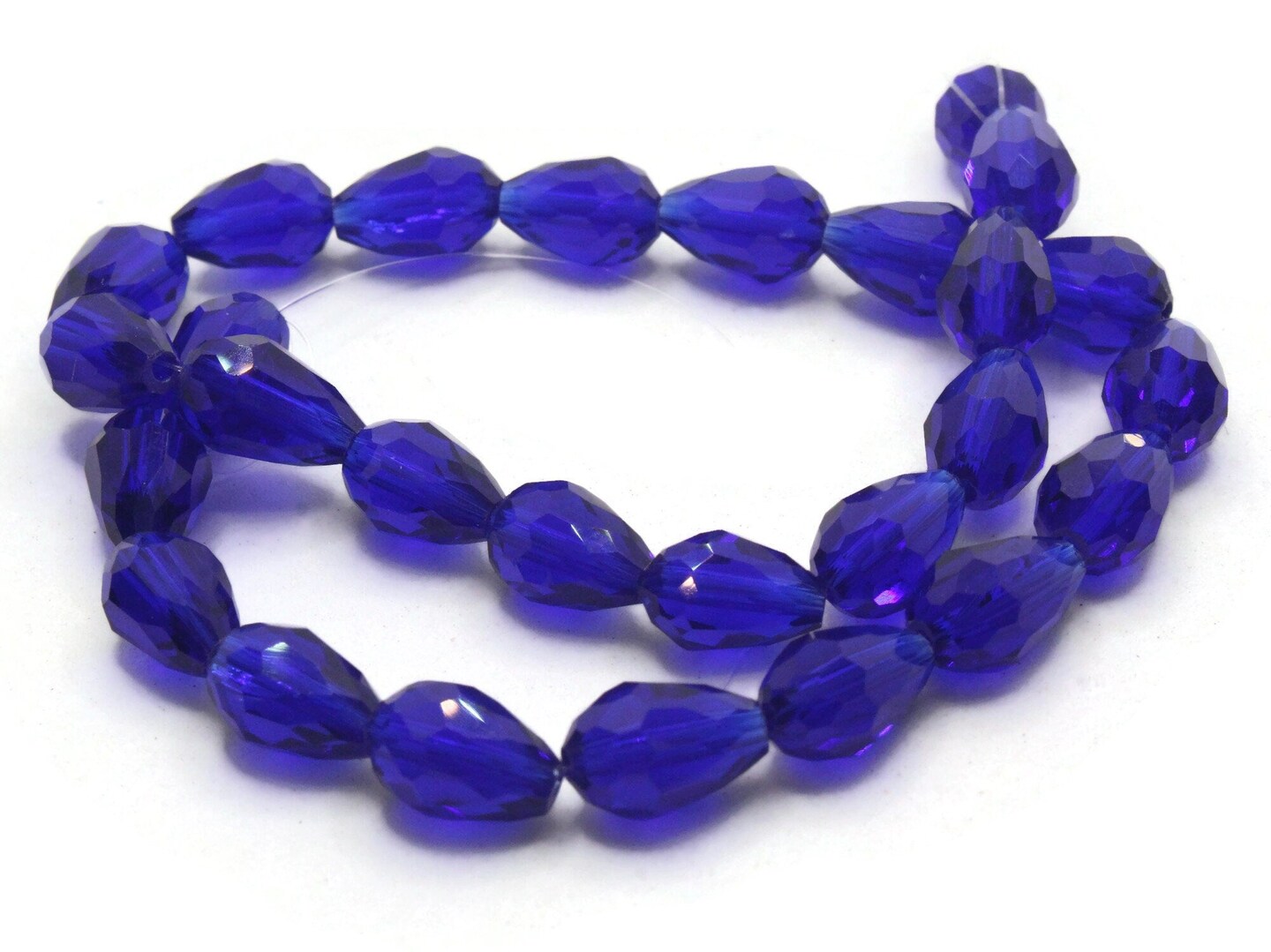 29 12mm Shiny Blue Glass Teardrop Beads