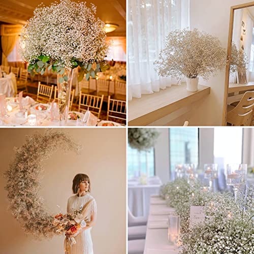 Dried-Babys-Breath-Flowers-Bouquet, Glicrili 17.2 inch 2500+ Ivory White Flowers, Natural Gypsophila Branches for Home, Table Decor, Dry Flowers Bulk for Vase, Wedding, DIY, Party (3oz)