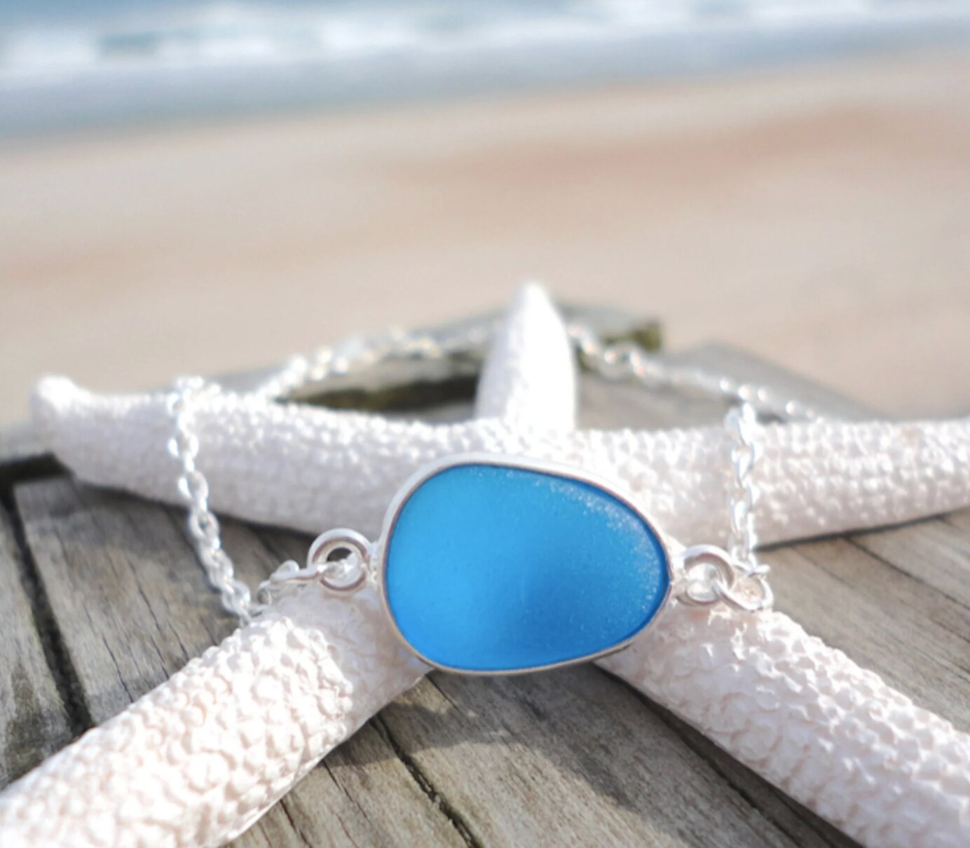 White Sea Glass Bracelet | White Sea Pottery online Bracelet | Beach Wedding Jewelry | White Sea Glass and Sea Pottery Bracelet