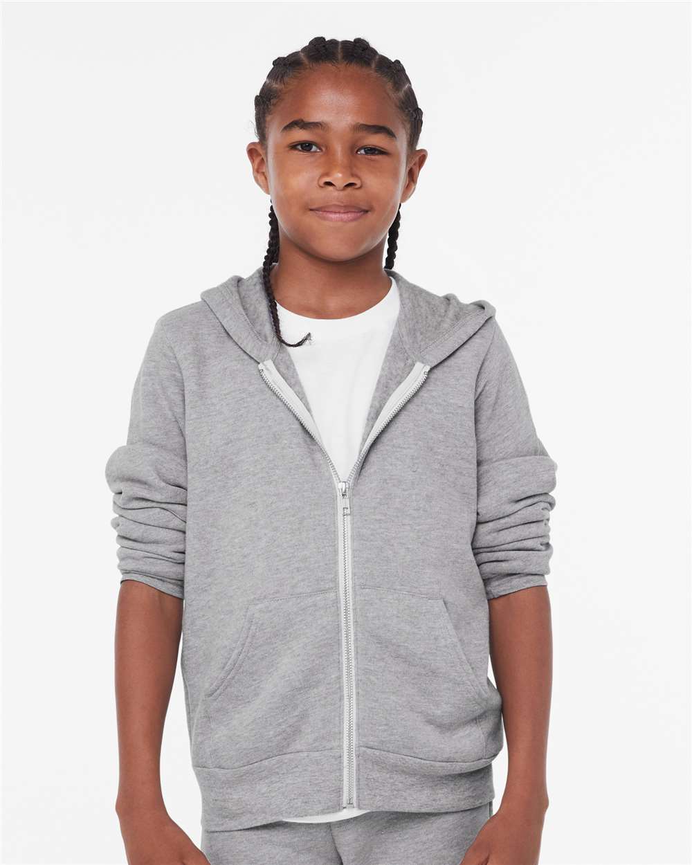 Bella + Canvas - Youth Sponge Fleece Full-Zip Hoodie Luxurious 8 Oz./yd²,  52/48 Airlume Combed and Ring-Spun Cotton/polyester Fleece