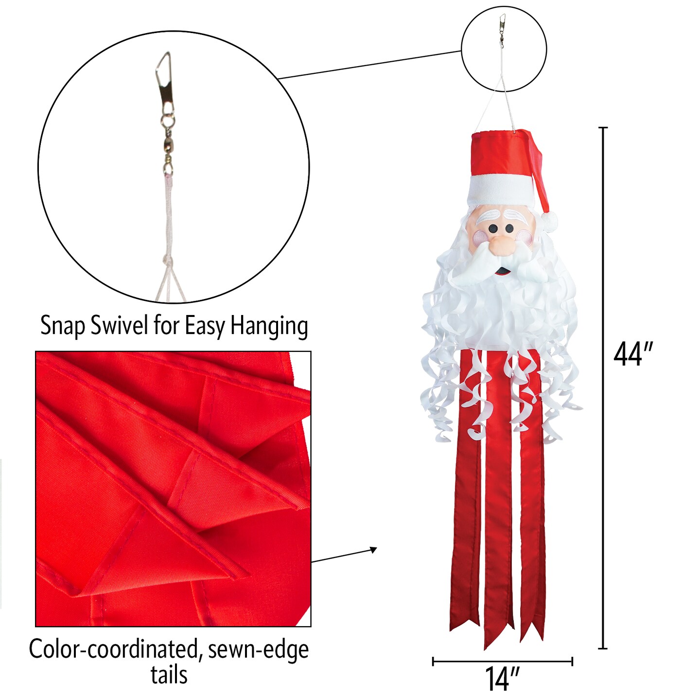 In the Breeze 5226 &#x2014; Santa 3D Windsock &#x2014; Fun St. Nick Holiday Christmas Outdoor Porch Decoration
