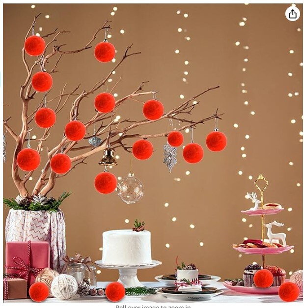 36 Pieces of 2&#x22; Red Pom Poms Valentine Faux Fur Pompom Ball Large Acrylic Pompoms Crafts