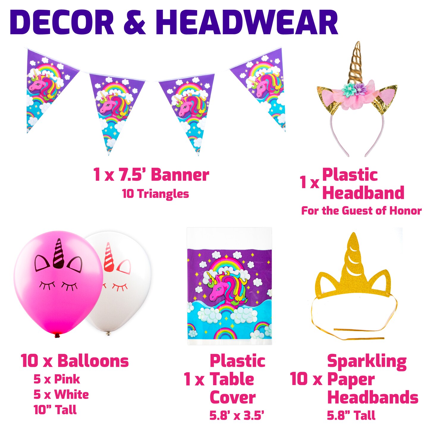 USA Toyz Rainbow Unicorn Party Supplies - 163pk