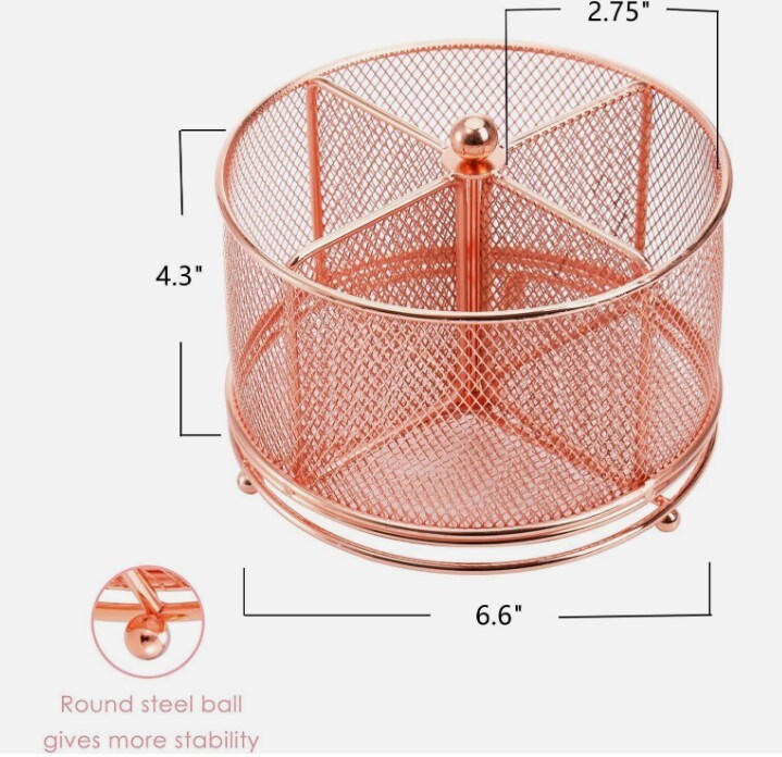 Pencil Holder, 360&#xB0; Rotating Mesh Desk Organizer with 4 Compartments