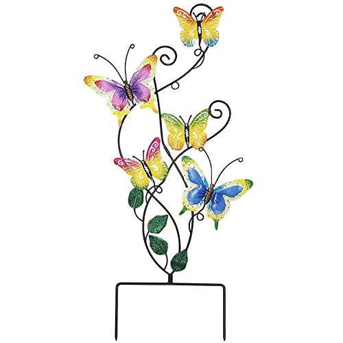 28 Inch Butterfly Garden Stake Decor Metal Wall Art Decoration, Mothers Day Ideal Gifts for Mom, Yard Outdoor Ornaments