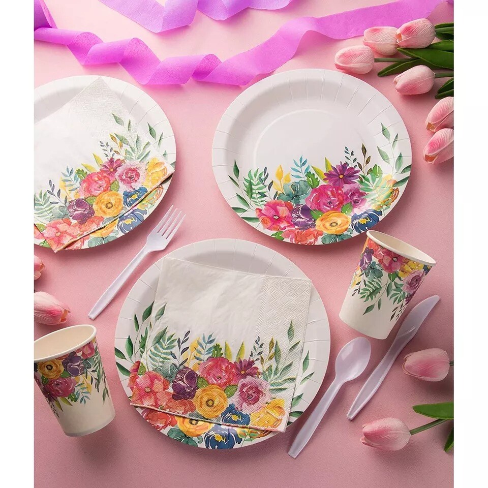 100 Pack Floral Paper Napkins for Bridal Shower &#x26; Birthday