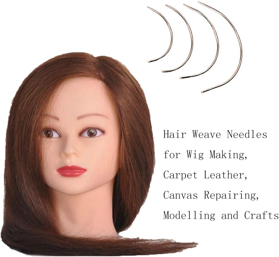 80Pcs Curved Needles BUTUZE Plastic Needle Case with 4 Sizes Hooked Needle for Stitching,Sewing,Embroidery,Hair Weaving