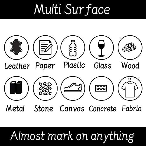 6 Silver Paint Markers Pens - Permanent Oil Based Metallic Paint Pen, Medium Tip, Quick Dry and Waterproof Marker for Rock, Wood, Fabric, Plastic, Canvas, Glass, Mugs, Canvas