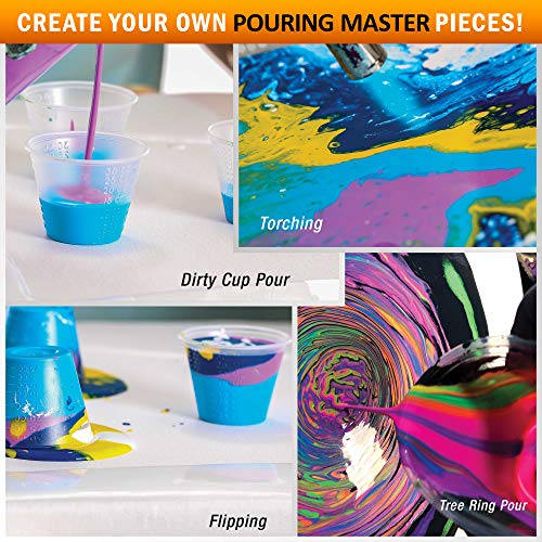 12 Color Metallic Ready to Pour Acrylic Pouring Paint Set - Premium Pre-Mixed High Flow 2-Ounce Bottles - for Canvas, Wood, Paper, Crafts, Tile, Rocks and More